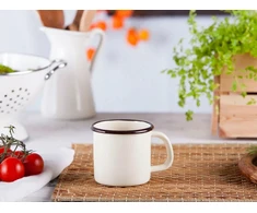 Emaliuotas puodelis Silesia 9 cm, 0.45 L, kremas