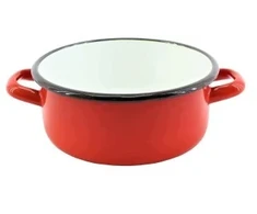 Enger RAUDONAS EMALINIS PUODAS ANT KOJŲ 15cm 1,1L 1vnt