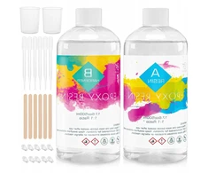EPOKSINĖS DERVOS RINKINYS 1000 ML KRISTOLINIS SKAIDRUS KIETIKLIS