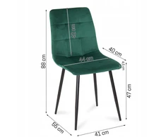 Escal 042 VELUR kėdė, minkšta, ŽALIOS metalinės kojos