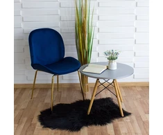 Escal Glamour mėlyna art deco kėdė svetainei, valgomajam, auksinės kojos 020V-BL