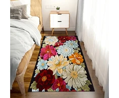 Eureka Home Kiliminės gėlės bijūnai aksomas plaunamas 80x120 spalvų neslystantis veliūras 120