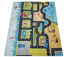 Eureka Home VAIKŲ KILIMAS KELIŲ GATVĖS VAIKŲ KAMBARIUI, ANTISLIDYMAS 80X120