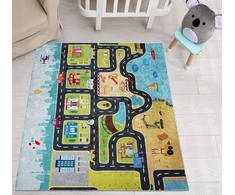 Eureka Home VAIKŲ KILIMAS KELIŲ GATVĖS VAIKŲ KAMBARIUI, ANTISLIDYMAS 80X120
