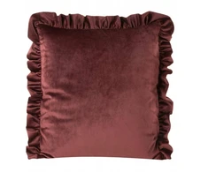 Eurofirany VELVET / 25 Aksominis pagalvės užvalkalas, dekoruotas raukiniais, 45 X 45 cm, spalva: raudona