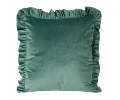 Eurofirany VELVET / 25 Aksominis pagalvės užvalkalas, dekoruotas raukiniais, 45 X 45 cm, spalva: tamsi mėtų