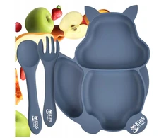 EVI Silikoninė lėkštė su siurbtuku SQUIRREL mokantis valgyti + BLW stalo įrankiai