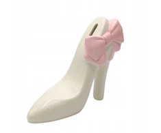 Ewax Keramikinė taupyklė, balti ir rožiniai aukštakulniai batai su lankeliu, 17 cm, dovana