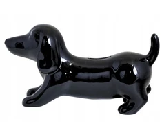 Ewax SKARBONKA CERAMICZNA JAMNIK JUODA ZE ZŁOTYM NOSEM 19X6,5X10CM