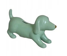 Ewax Skarbonka Jamnik ceramiczny miętowy ze złotym noskiem 19x10 cm