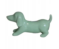 Ewax Skarbonka Jamnik ceramiczny miętowy ze złotym noskiem 19x10 cm