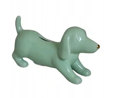 Ewax Skarbonka Jamnik ceramiczny miętowy ze złotym noskiem 19x10 cm