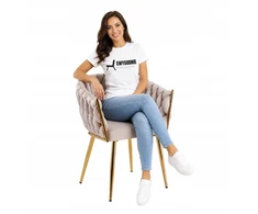Ewygodnie SEMĖLĖS SKRYŽTAS VELVERINĖS KĖDĖS SU AUKSO GLAMOUR KOJĖLĖMIS TURTIES STALIUI