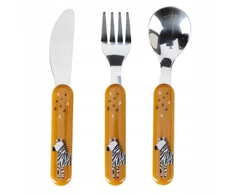 Excellent Houseware VAIKŲ STALINIŲ ĮRANKIŲ RINKINYS 3 VNT. NERŪDIJANČIO PLIENO ZEBRO RAŠTAS