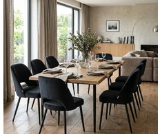 Exito Design Minkšta juodo aksomo kėdė svetainei, tualetiniam stalui, valgomajam - FERO