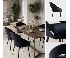 Exito Design Minkšta juodo aksomo kėdė svetainei, tualetiniam stalui, valgomajam - NILO
