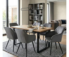 Exito Design Minkšta pilka aksominė kėdė svetainei, valgomajam ir virtuvei - MILTON