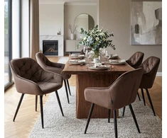 Exito Design Minkšta rudo aksomo kėdė svetainei, valgomajam ir virtuvei - LOREN