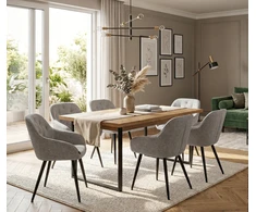 Exito Design Pilka minkšta kėdė svetainei, valgomajam ir moderniai virtuvei - LOREN