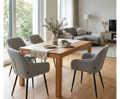 exito design Pilka minkšta kėdė svetainei, valgomajam ir virtuvei – šiuolaikiška RELLO
