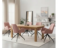 Exito Design Rožinė minkšta pasukama kėdė svetainei, valgomajam, virtuvei, KEMAL rašomiesiems stalams