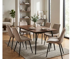 Exito Design Smėlio spalvos minkšta aksominė kėdė svetainei, valgomajam ir virtuvei - MENO
