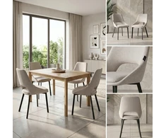 Exito Design Smėlio spalvos minkšta kėdė svetainei, valgomajam ir virtuvei - modernus LUMO