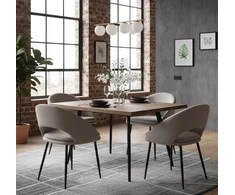 Exito Design Smėlio spalvos minkštas aksominis krėslas svetainei, tualetiniam stalui, valgomajam - NILO