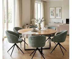 Exito Design Žalia minkšta pasukama kėdė svetainei, valgomajam, virtuvei, NUBI rašomasis stalas