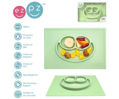 EZPZ silikoninė plokštelė su padu 2in1 Happy Mat pastelinės žalios spalvos