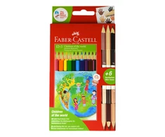 Faber-castell 15 spalvų trikampės mokyklinės kreidelės (su odos atspalviais)