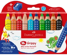 Faber-Castell spalvotų pieštukų rinkinys „Grippy“, 10 vnt., su drožtuku (110636), tvirti