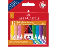 Plastikinės kreidelės Faber-Castell Grip, tribriaunės, 12 spalvų