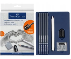 Faber-Castell Kūrybinis piešimo rinkinys vaikams: 8 vnt. su anglies pieštukais