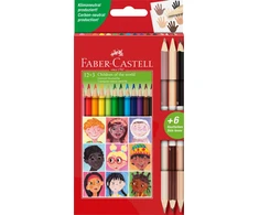 Faber-Castell PASAULIO VAIKAI TRIKAMPIEJI PIŠTUKAI 12 SPALVŲ. + 3 DVIpusiai pieštukai