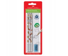 Faber-castell pieštukai su trintuku, 3 vnt., jūros motyvai
