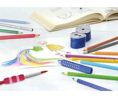 Spalvotų pieštukų rinkinys „Faber-Castell“, 10 spalvų, su rankena, 201585
