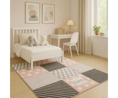 Family fabrics DYWAN DLA DZIECKA - DZIECIĘCY KIDS JAZZ 3D ROŽINĖ - 80 x 150