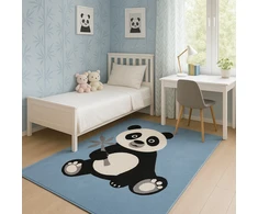 Family fabrics DYWAN DLA DZIECKA - DZIECIĘCY KIDS 508 PANDA BŁĘKITNY - 160 X 220