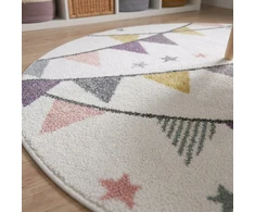 Family fabrics Dywan dziecięcy apvalus fi 160 w proporczyki dla chłopca dla dziewczynki