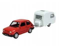 FIAT 126 MALUCH + CARAVAN TRAILER 1:34 ATIDARYMO DURYS WELLY RETRO PRL