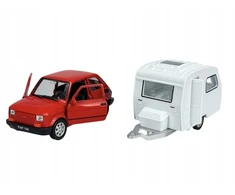 FIAT 126 MALUCH + CARAVAN TRAILER 1:34 ATIDARYMO DURYS WELLY RETRO PRL