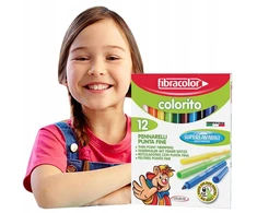 Fibracolor Colorito rinkinys: 12 ryškių spalvų flomasteriai vaikams