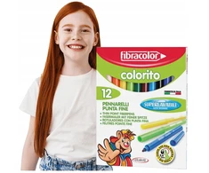 Fibracolor Colorito rinkinys: 12 ryškių spalvų flomasteriai vaikams