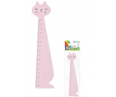 Fiorello Medinė liniuotė 15cm, katės formos, rožinė, vaikams