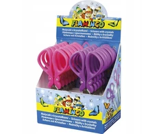 Flamingo Mokyklinės žirklės vaikams su kristalais, apvalūs galai, 13,5 cm