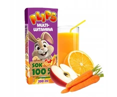 Flips Multivitaminų sultys 100% 27x200ml Sante | sultys kartoninėje dėžutėje su šiaudeliu