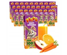 Flips Multivitaminų sultys 100% 27x200ml Sante | sultys kartoninėje dėžutėje su šiaudeliu