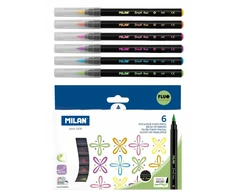 *Flomasteriai 6sp BRUSH FLUO 0612606FL MILAN 12/144