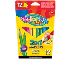 Flomasteriai Colorino Kids 2in1, dvipusiai, tribriauniai, 12 spalvų